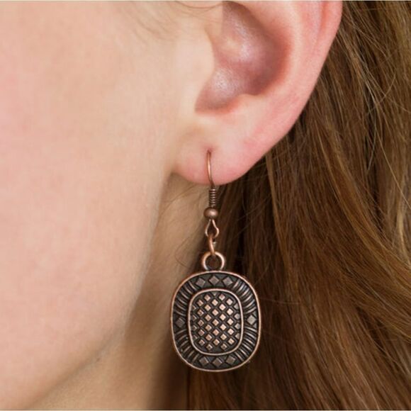 Paparazzi Prehistoric Powerhouse - Copper Necklace + Matching Earrings NWT - Picture 3 of 4